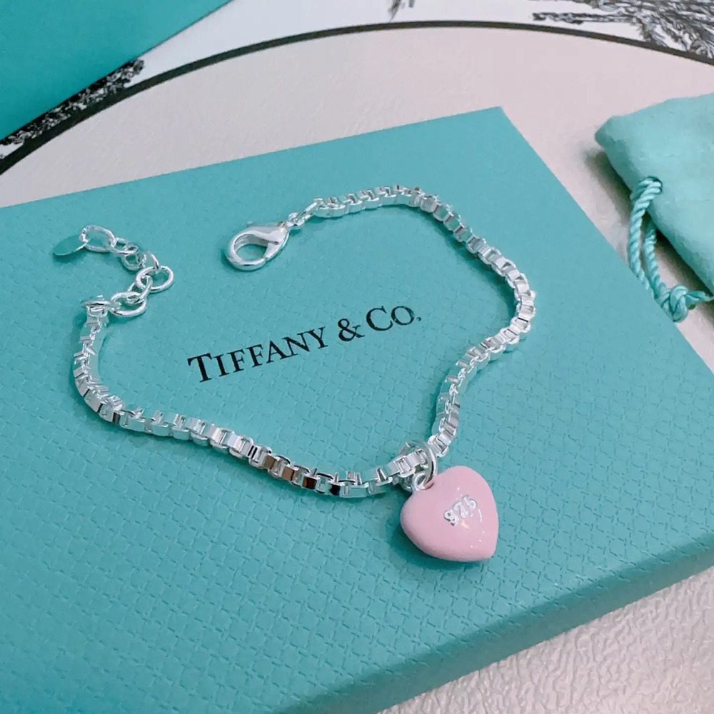Tiffany & Co. Fine Pink Heart Silver Bracelet - Picture 2 of 5